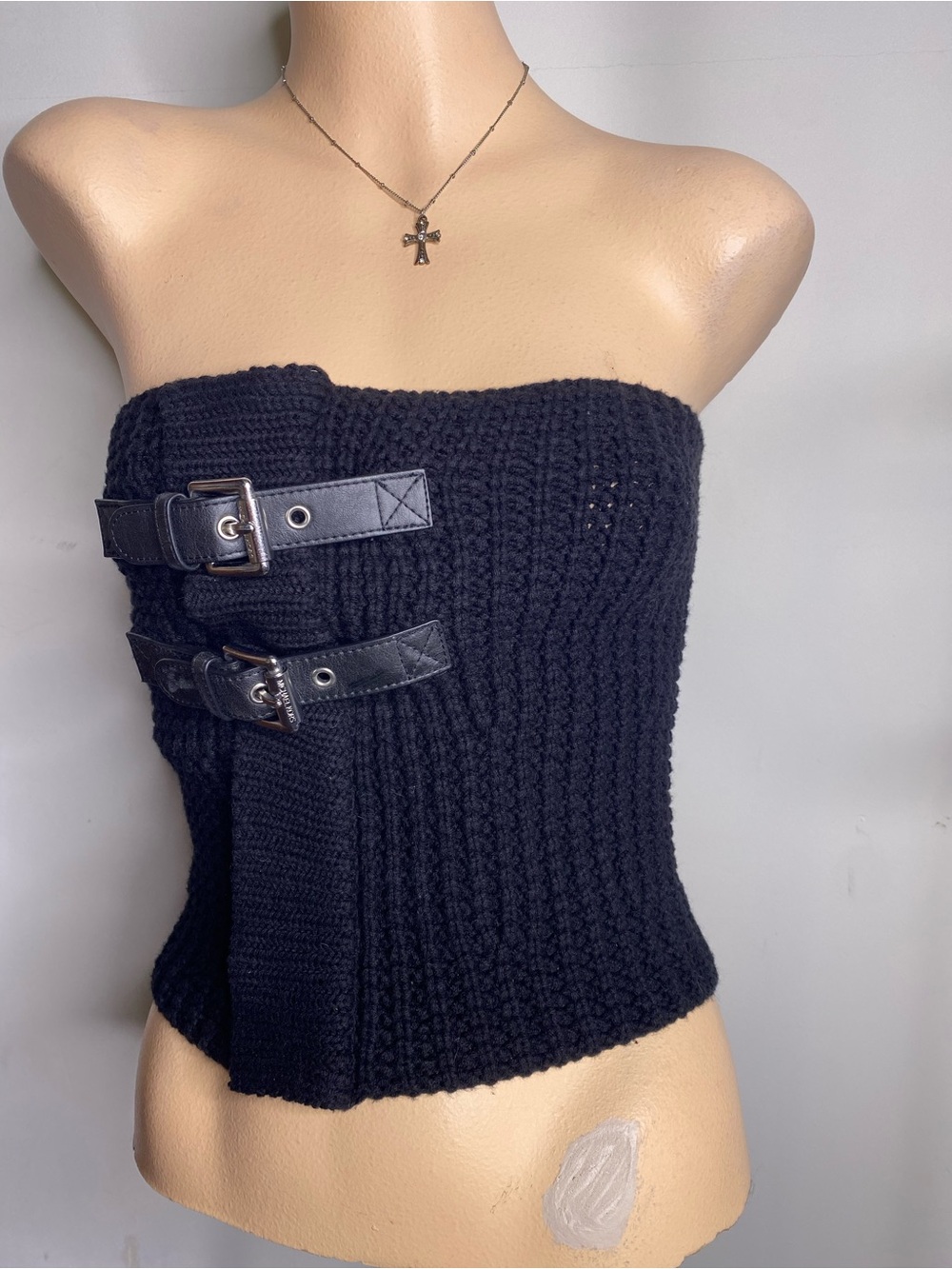 Michael kors Strapless Black Knit Buckle Tube Top